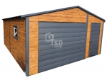 Garaż Blaszany 4,5x5 Brama Antracyt + jasny orzech - drewnopodobny TKD85