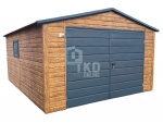 Garaż Blaszany 4x5 Brama okno PCV Jasny orzech - Drewnopodobny TKD88