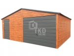 Garaż Blaszany 6x5 Brama - okno PCV  + Antracyt - Drewnopodobny  TKD115