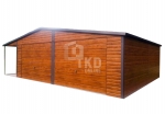 Garaż Blaszany 6,5x5 + wiata 2x5 - 2x Brama uchylna  jasny orzech  - TKD137