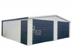 Garaż Blaszany 7x6 2x Brama - rynny  biały - dach dwuspadowy TKD143
