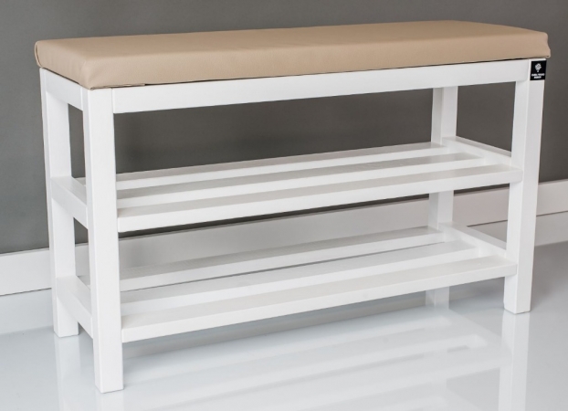 Regał Szafka Na Buty Biały Z Siedziskiem Kolory Drewno Lite RBS-1 Rozmiary od 50 cm do 120 cm