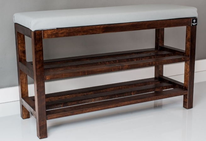 Regał Szafka Na Buty Orzech Z Siedziskiem Kolory Drewno Lite RBS-1 Rozmiary od 50 cm do 120 cm